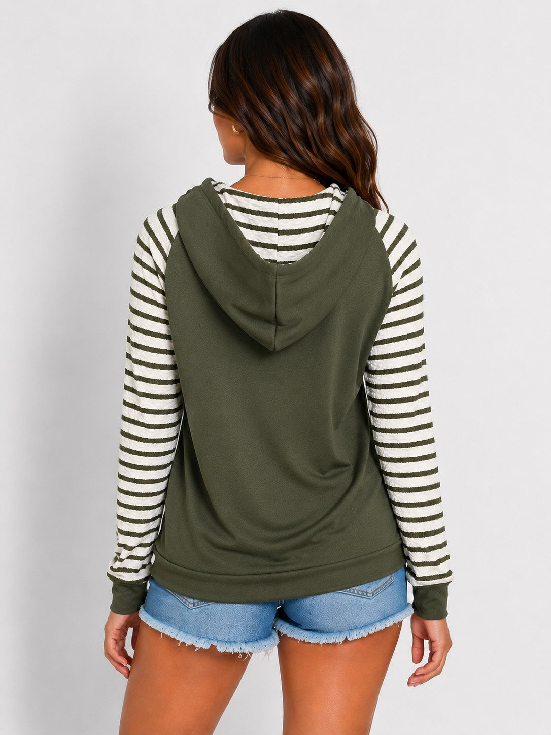 Stripe Button Hoodie